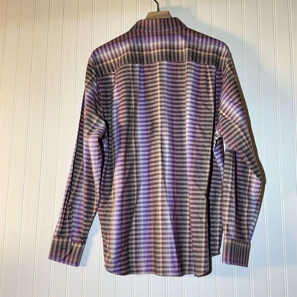 Tommy Bahama Long Sleeve Button-Up Shirt Size XL Purple Plaid Cotton Silk Blend - Picture 4 of 9
